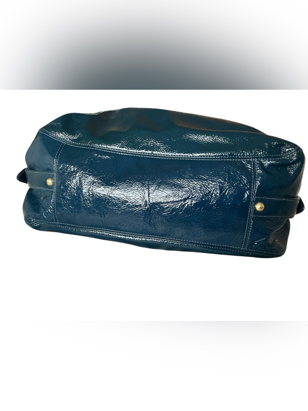 Coach Maggie Teal Blue Patent Leather Pleated Hobo Shoulder Bag 13900 - Picture 9 of 16